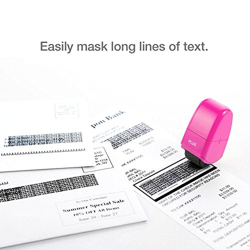 Identity Theft Prevention Combo Security Stamp kit with 1 Wide 1 Regular and 1 Mini Rollers with 1 CAMO Tape Pink for Masking Out Private Information 60731