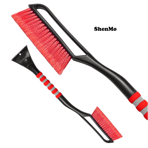 ShenMo Cepillo para nieve de 27 pulgadas y raspador de hielo desmontable con mango de espuma ergonómico para automóviles, camiones, SUV (cepillo ABS, PVC) - Rojo