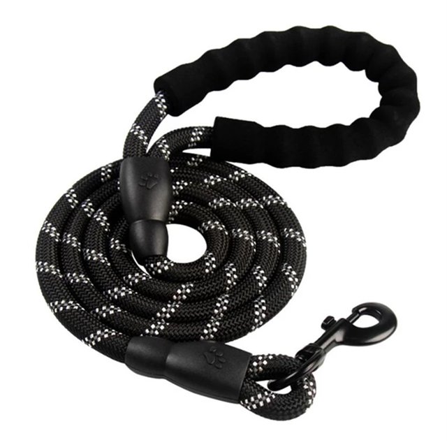 Dog Leash Service Lead Training Padded Handle Reflective Nylon Puppy Rope Color:black Size:1.5*1.2