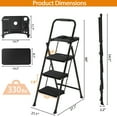 thumbnail image 2 of Favory Step Ladder with Handrails and Tool Tray, Folding Step Stool with Wide Anti-Slip Pedal, Heavy Duty Steel Step Ladder for Home Kitchen Office Shop，3 Step, Black, 2 of 9