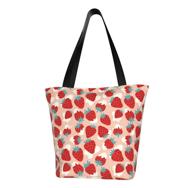 Balery Red Strawberry Bolsa de Hombro con Diseño, Bolsa Grande y Duradera, Bolsa Versátil para Compras
