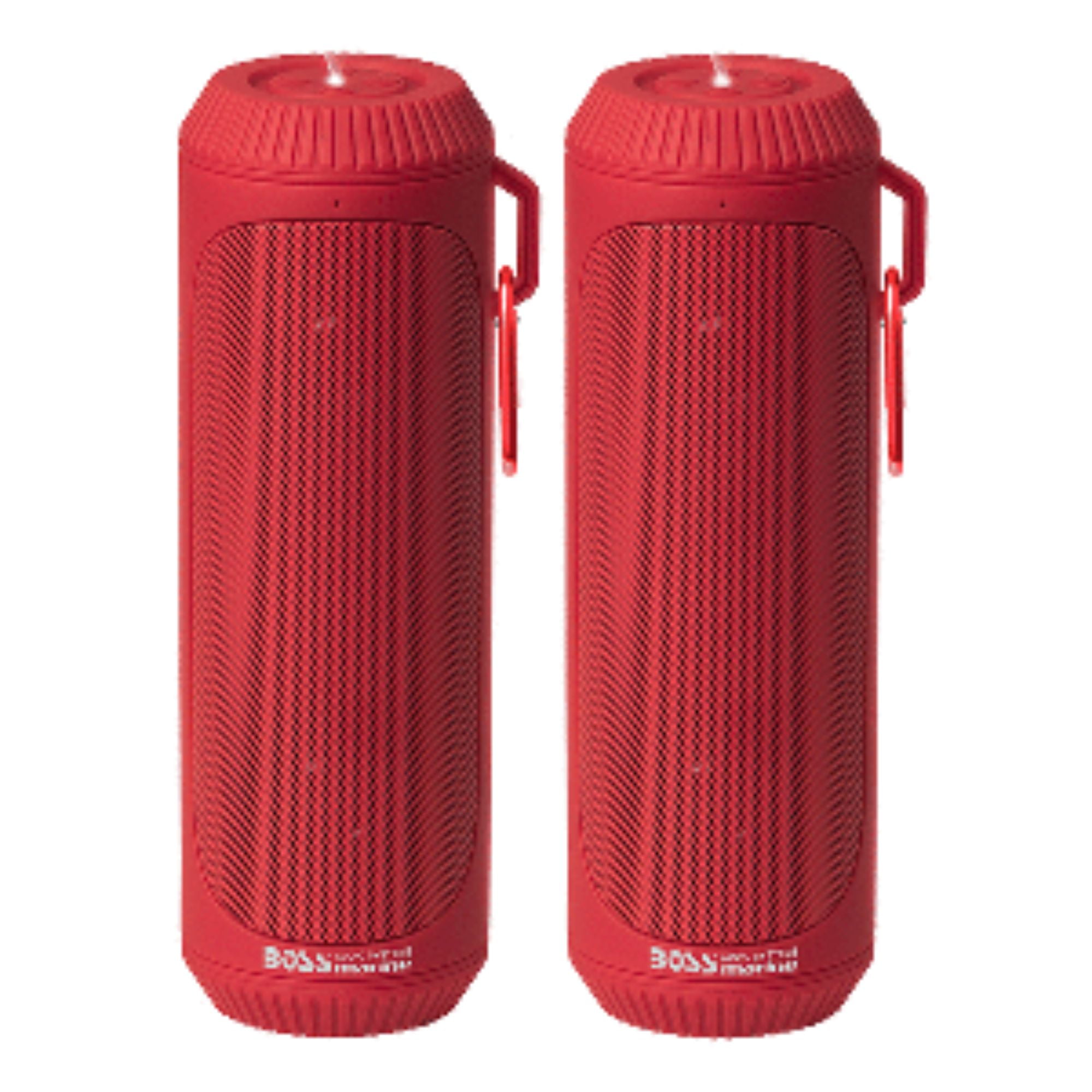 Set of 2 Red Boss Audio Bolt Marine Bluetooth Portable Speaker System