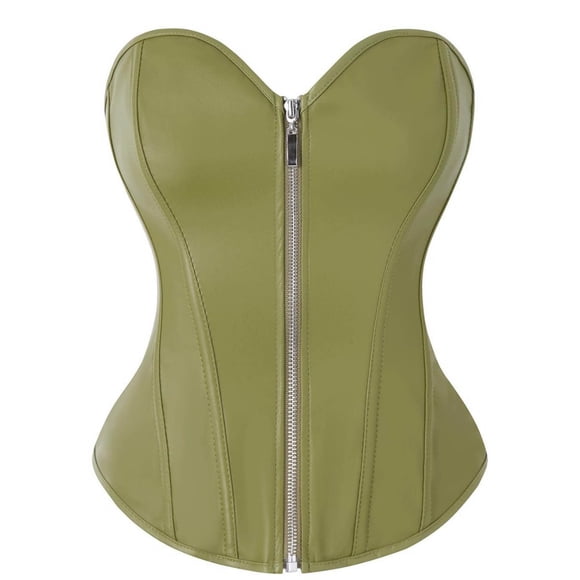 Womens 2026 Fashion Tops Gothic Corset Style Tops Sexy PU Leather Tops Punk Chic Clothing Zipper Detail Tops Bustier Shirts