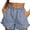 #H-Blue, variant on Women's Gingham Shorts Ruffle Hem Elastic High Waist Casual Summer Shorts with Pockets Loose Fit Lounge Beach Shorts