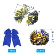 thumbnail image 2 of Uxcell Cheerleading Pom Poms, with Baton Handle and 2Pcs Blue Large Cheerleader Hair Bow (Blue, Gold) 2 Pack, 2 of 7