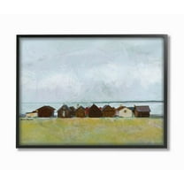 Stupell Industries Lakeside Town Landscape Drawing Paintings Black Framed Art Print Wall Art, 24x30, by Karen Dreyfus