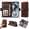 thumbnail image 4 of Nalacover for Samsung Galaxy S24 Ultra Wallet Case Premium Pattern PU Leather Flip Purse Cover with Card Holder Magnetic Closure Shockproof Protective Phone Case with Wrist Strap & Flip Stand, Coffee, 4 of 10