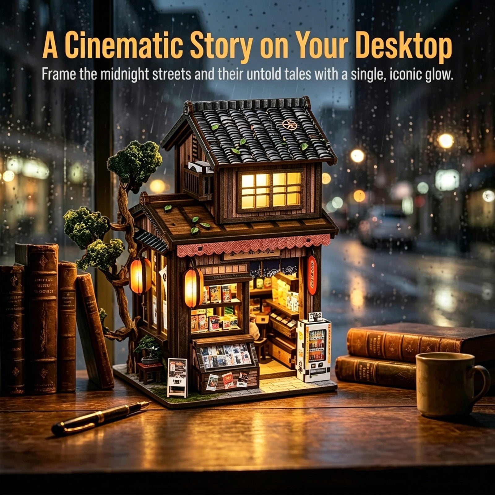 DIY Miniature Dollhouse Kit, Model Craft Kit for Adults, Great Handmade Gift for Birthday Christmas Day, Japanese Villa Courtyard