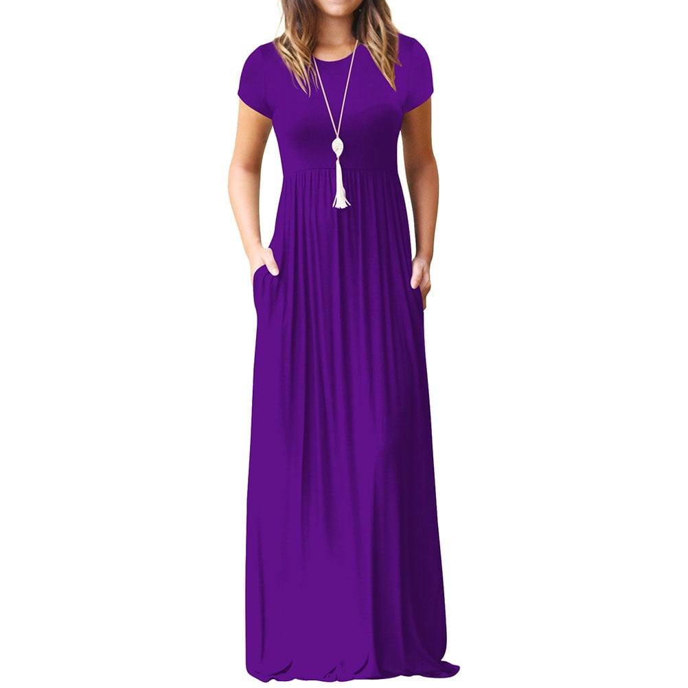 ZXZY Women Short Sleeve Tank Top Long Dress Beach Maxi Dresses