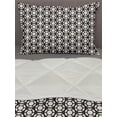 thumbnail image 3 of Retro Comforter & Sham Bedding Set, Geometric Hexagonal Minimalist Octagonal Abstract Grid Hipster Urban Illustration, 3 pcs Duvet Set Microfiber Filling Quilt, 5 Sizes, Black Ivory, by Ambesonne, 3 of 4