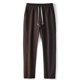 thumbnail image 1 of Pantalones largos para hombre, deportivos, informales, lisos, con cintura elástica y cordón ajustable, de pierna ancha, rectos y cilíndricos, de poliéster., 1 of 4