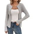 thumbnail image 2 of Vmvidoty Women's Solid Casual Comfy Long Sleeve Drape Open Front Cardigan Jacket Gray L, 2 of 8