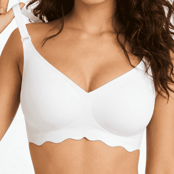 Women's Seamless Wireless Bra, Full Coverage V-Neck with Jelly Support, Breathable Comfort Bra
