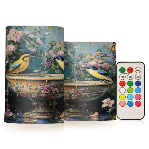 BZSMCE Flameless Candles LED Lights Birds Playing in Garden Creativity Battery Candles