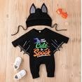 thumbnail image 6 of Bysome Toddler Girls Boys Romper Size 0-3 Months Halloween Cartoon Prints Hat Outfits Long Sleeve Crew Neck Cute Print Kids Jumpsuit Black, 6 of 9
