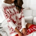 thumbnail image 6 of ZPAQI Womens Cute Christmas Oversized Sweater Dress Reindeer Snowflake Jacquard Top, 6 of 16