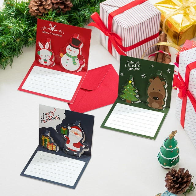 Vaidha Christmas Three Dimensional Greeting Card New Year Cute Message Card Blessing Christmas Card Postcard