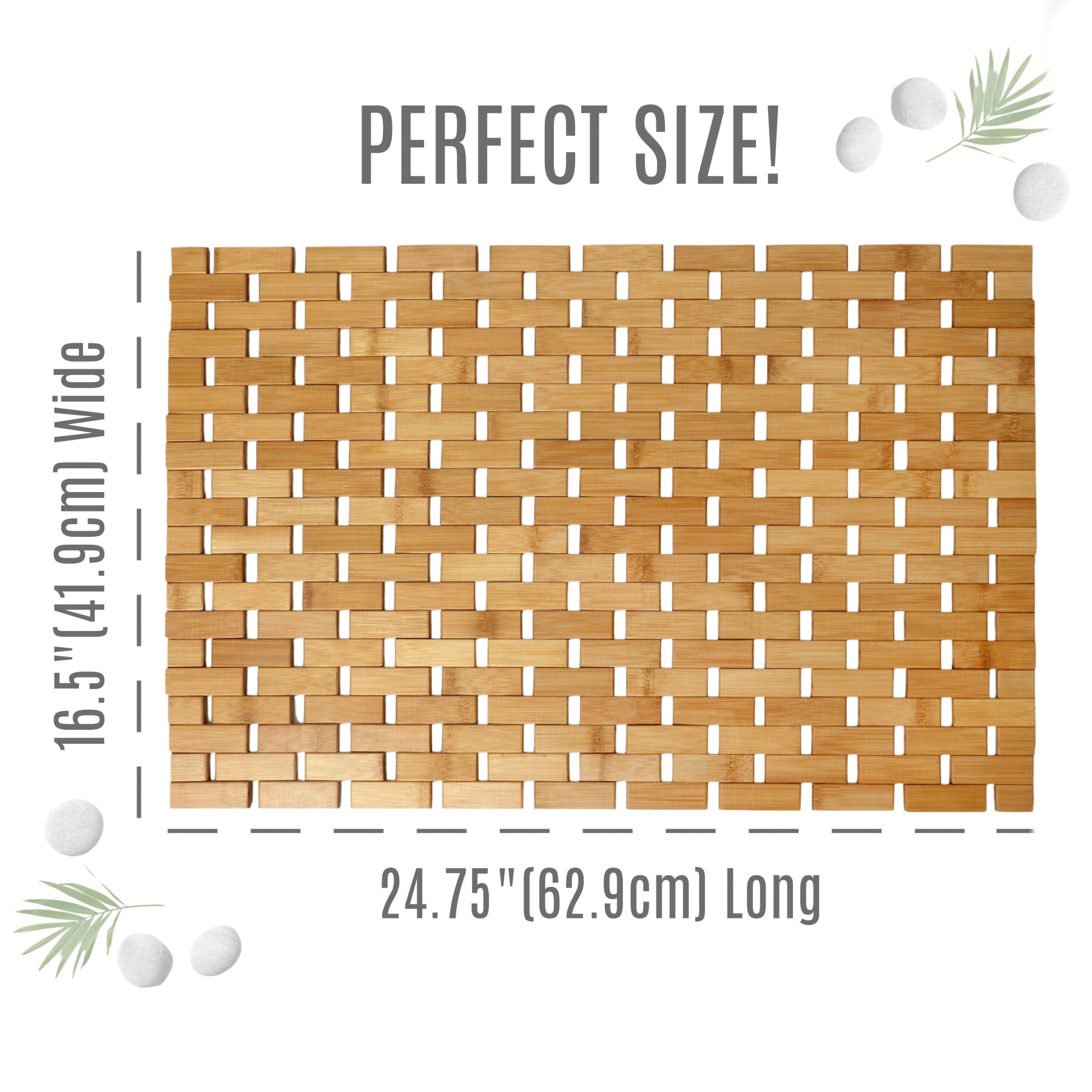BATH MAT Natural Bamboo Wood Rubber Padded Bottom Foldable Long 18x34  ZPIRATES