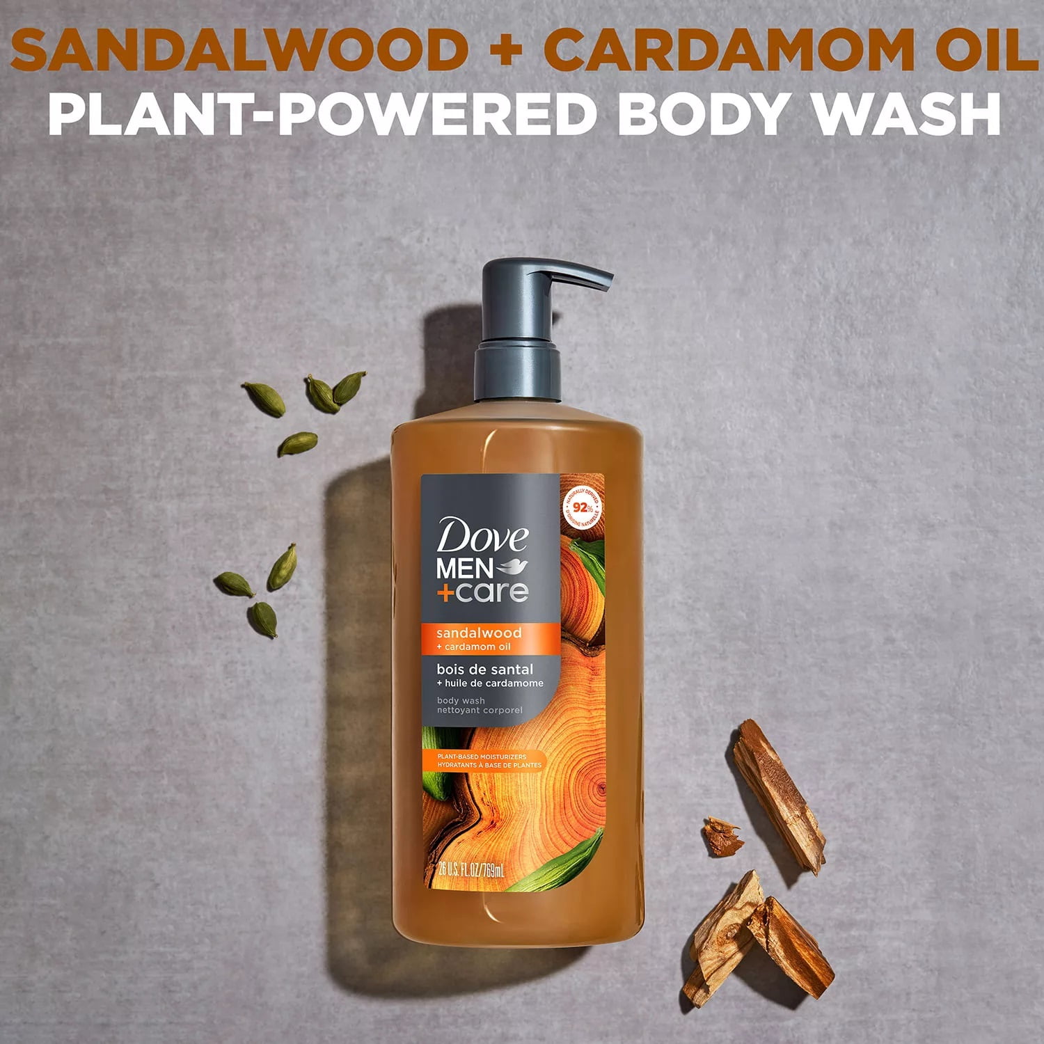 Dove Men+Care Sandalwood Body Wash, 26 Fluid Ounce (Pack of 2)