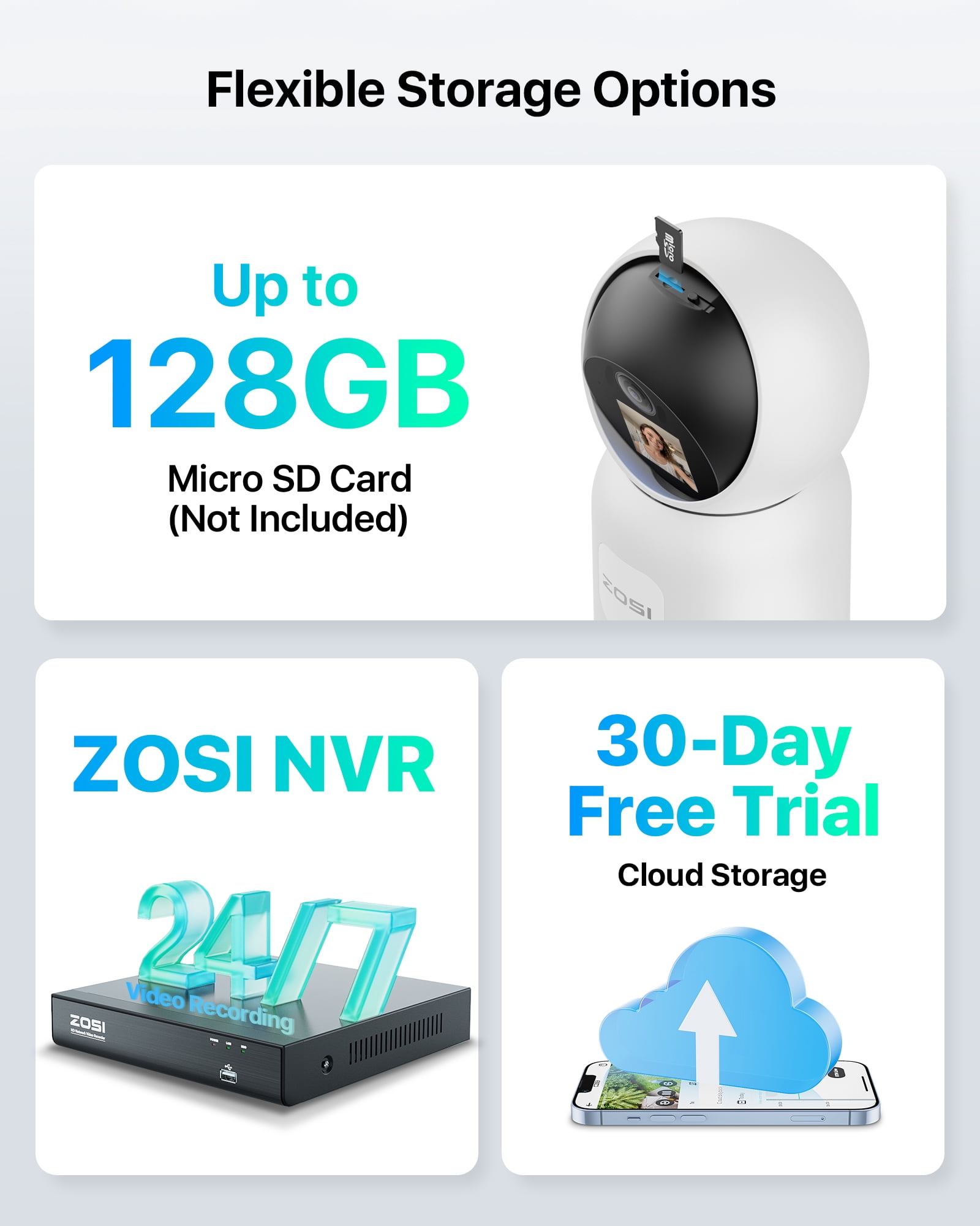 WiFi Baby Monitor, ZOSI C519M 4MP Smart Wifi Security Camera with 2 Way Audio, Instant Call; 4Pcs Cam; Gesture Detection; Person Detection
