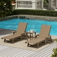 thumbnail image 2 of Afuera Living Ensemble de 3 Pcs de Chaises Longues/table Inclinables en Plastique pour Extérieur, Marron, 2 of 5