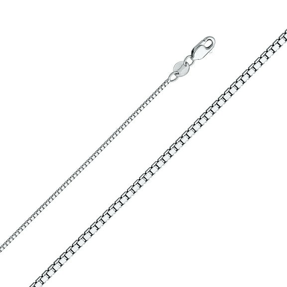 14k White Gold 1mm Solid Box Chain Link Necklace 18" Jewelry Female Unisex
