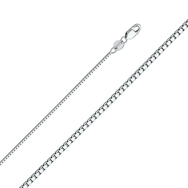 Solid 14k White Gold 1MM Box Chain Necklace With - 20 Inches