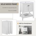 thumbnail image 4 of 24" Bathroom Vanity with Ceramic Sink, Solid Wood Frame, Bathroom Storage Cabinet with 2-Doors and Open Shelf, Bathroom Vanity Cabinet Organizer for Living Room Home, White, 4 of 9