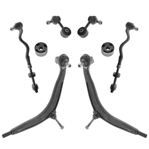 TRQ Front Steering & Suspension Kit Control Arm Bushing Set Control Arm with Ball Joint Sway Bar Stabilizer Link Tie Rod Assembly Fits BMW