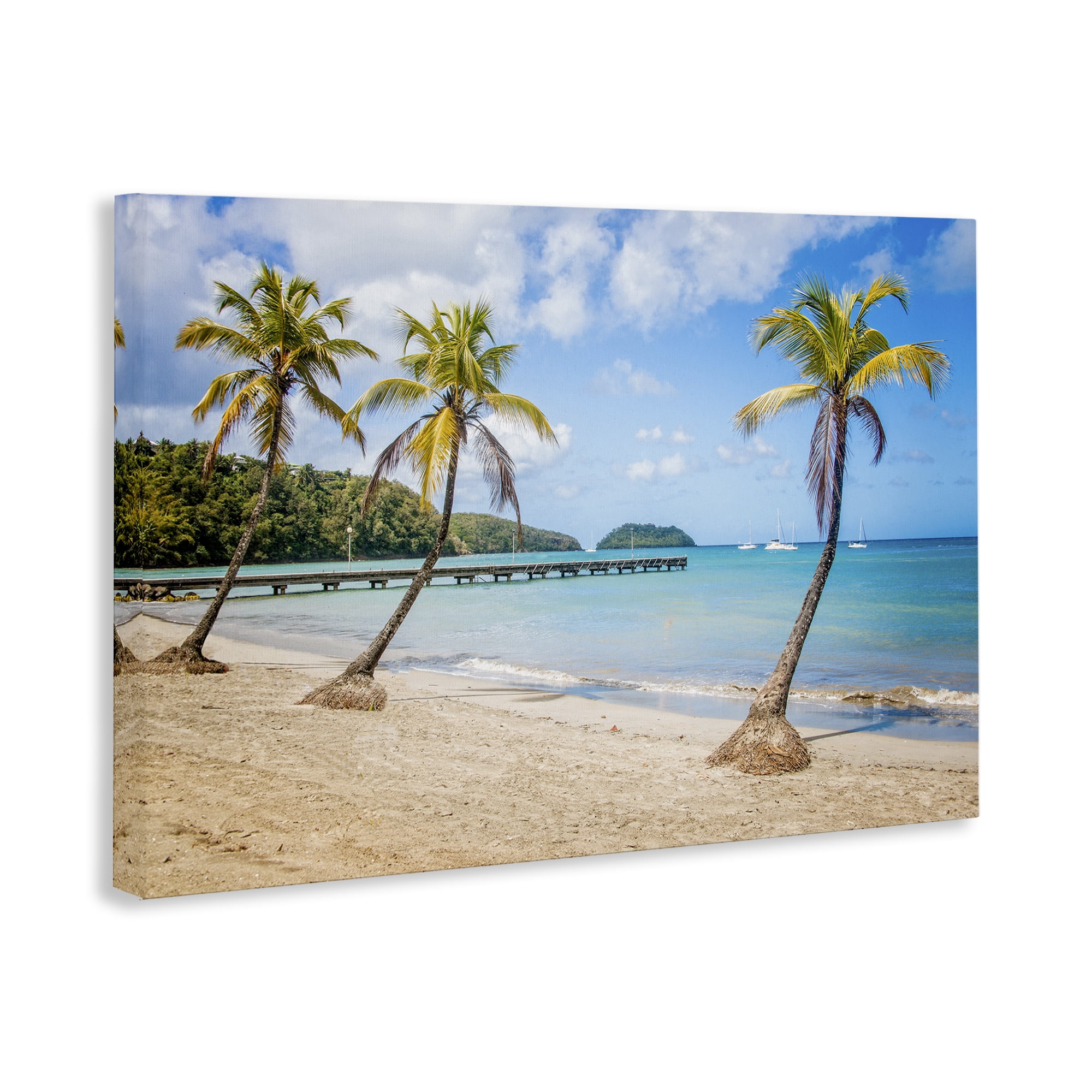Stupell Industries Tropical Palm Tree Trio Nautical & Beach Photography Wrapped Canvas Art Print Wall Art, 24 x 16