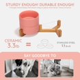 thumbnail image 3 of Spunkyjunky Cuenco De Cerámica Para Perros Y Gatos Con Soporte De Madera, Juego De Agua Y Comida Ponderada Con Esmalte Mate Antideslizante Para Gatos Y Perros Pequeños, 13,5 Onzas, 3 of 5