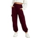 thumbnail image 4 of Pantalones deportivos largos para niños, 3 piezas, color sólido, cintura elástica con bolsillos laterales, ajustados, de poliéster, 4 of 5