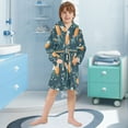 thumbnail image 5 of FORMRS Niños Bathrobe Unisex Hooded Robe Soft Plush Pajamas Sleepwear, Size 7-9T, Blue Oranges, 5 of 7