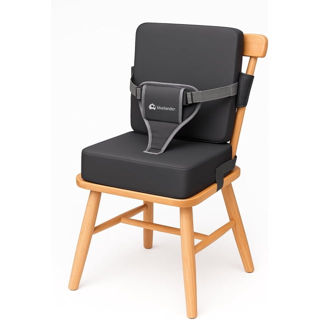 Asiento Elevador para Niños, Bluelander, Cojín para Silla, Antideslizante y Portátil con Correa de Seguridad, Gris