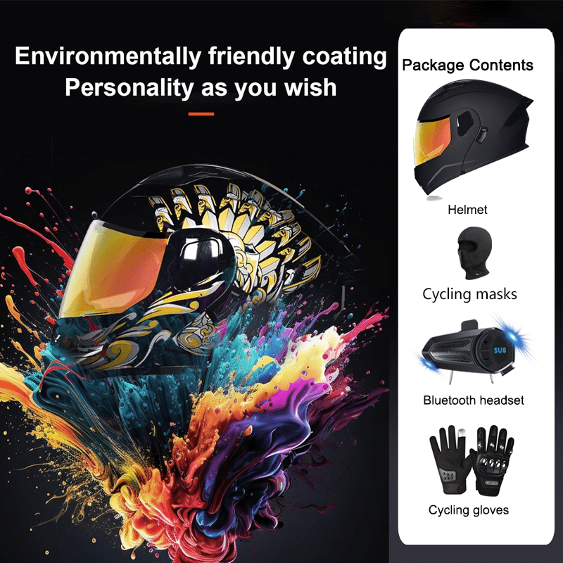 DOCRELD Bluetooth Modular Motorcycle Helmet,Motorcycle Helmet,DOT Approved,Dual Visor Full Face Flip up Integrated Motorcycle Helmets,Built-in Dual Speaker Microphone,Waterproof Adults Men Women