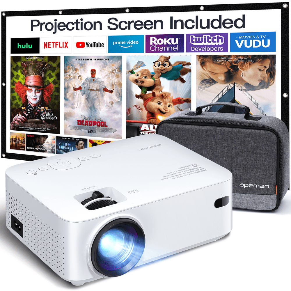 APEMAN Mini Projector, 1080P LCD Display 200'' Portable Video Projector