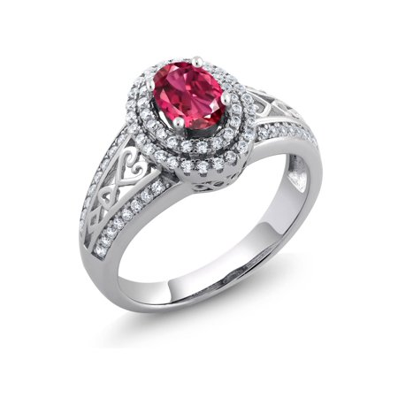 Pink Tourmaline Mens Ring - 1.24 Ct Oval Pink Tourmaline 925 Sterling Silver Ring