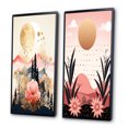 thumbnail image 3 of Designart "Pastel Gold Serenity Boho Landscape I" Modern Geometric Framed Wall Art Set Of 2 - Modern Pink Frame Gallery Set For Office Decor, 3 of 6