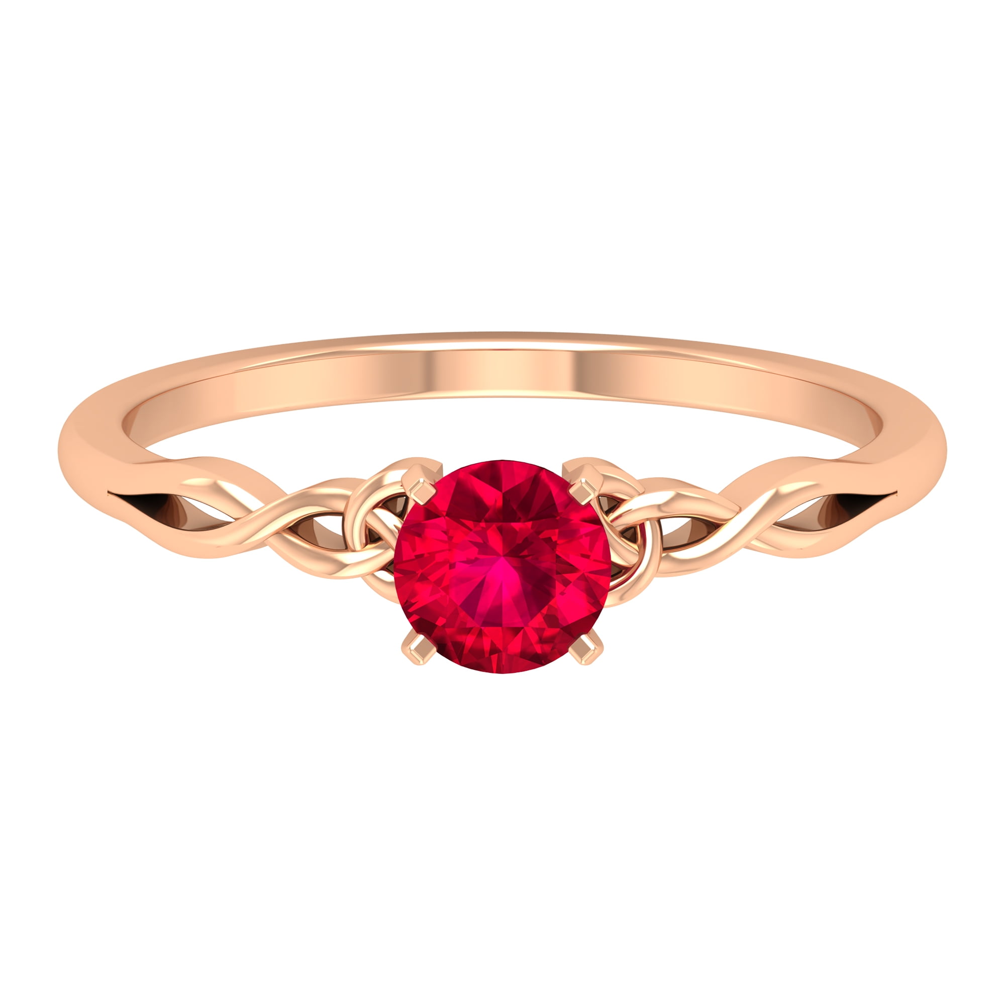 July Birthday Hand Crafted 14k Rose Gold Ruby Baby Keepsake Ring Birthstone 