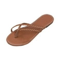 thumbnail image 2 of THDHVS Women's Sandals,Flat Sandals for Women,Women's Fashion Casual Solid Color Woven Toe Spring and Summer Flat Flip Flops Brown 9.5, 2 of 5