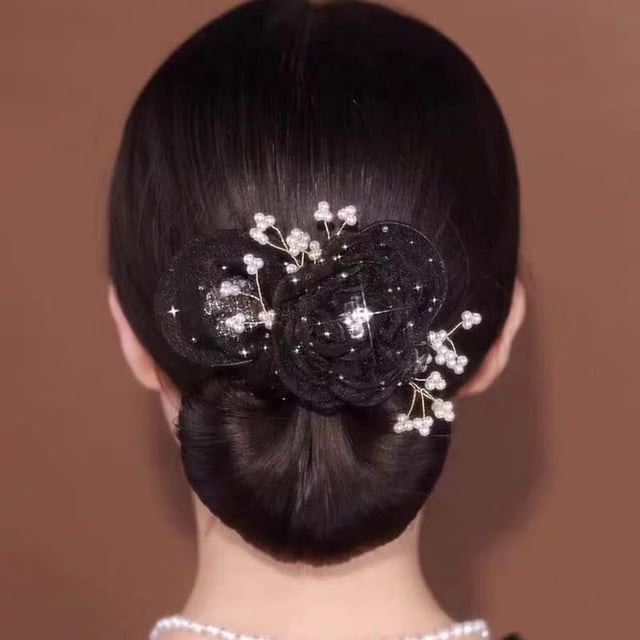 2024 NUEVO moño hábil con flores bordadas a mano, torcedor de cabello para moño hábil, pinza para el cabello torcida, pinza para el cabello con forma de bola, rodillo para moño de flores para cabello