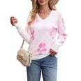 thumbnail image 5 of Vividaire Women's Fall Sweaters Casual Floral Knit Long Sleeve Pullover Tops, 5 of 7