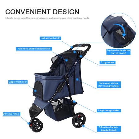 Chariot Pliable De Transporteur Pliable De Roues De La Poussette 3 D Animal Familier Pour Le Chat Chien Walmart Canada