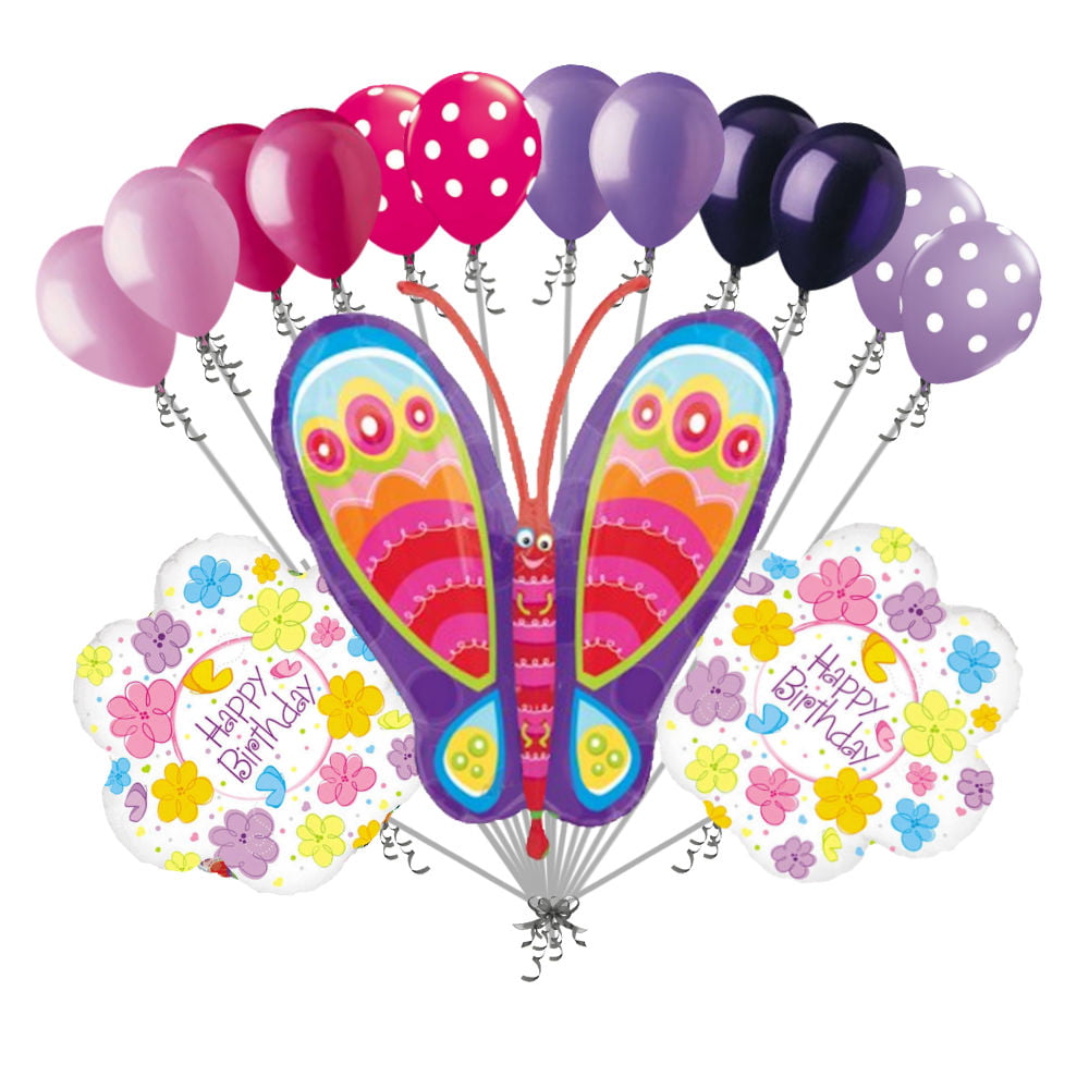 24 pc Beautiful Colorful Butterfly Latex Balloons Party Decoration Garden Flower