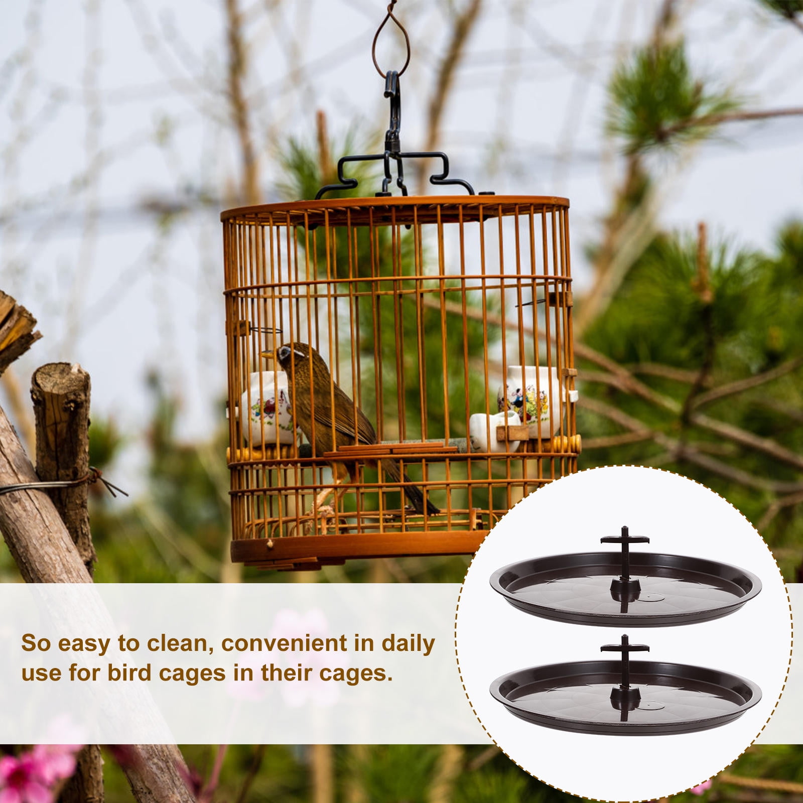 Luxshiny 4-Pack Brown Bird Cage Potty Trays, Leak-Proof Toilet Pans for Parakeets and Small Birds