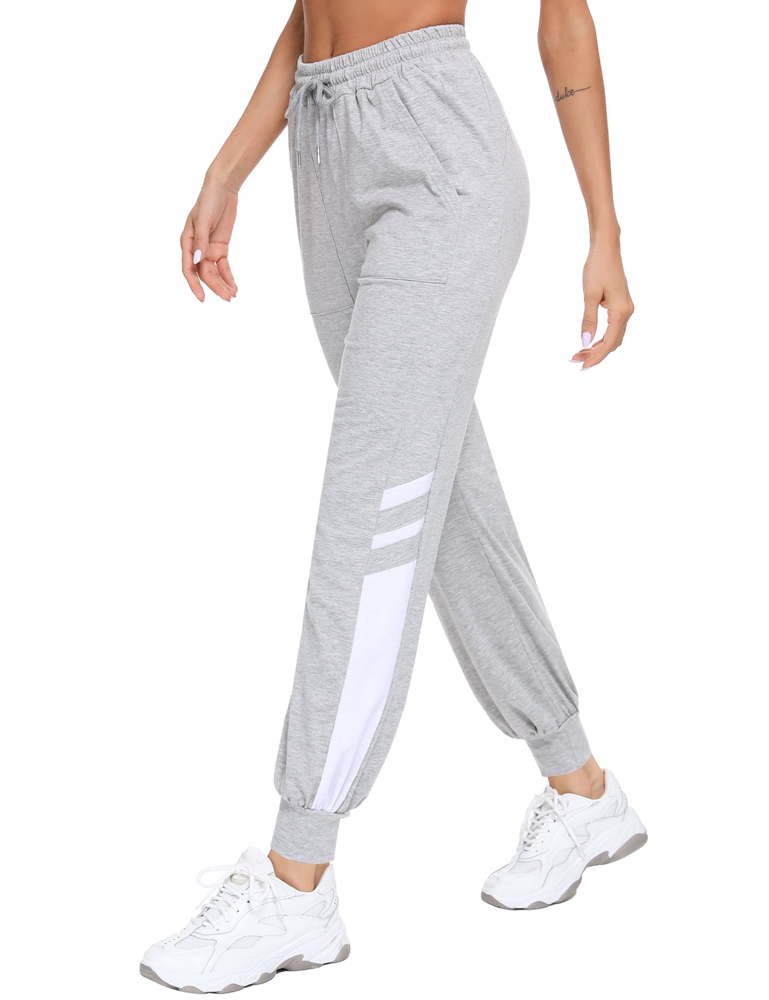 iClosam Women's Tracksuit Sports Trousers Yoga Sweatpants Workout Jogger Pants Elasticity Waist Drawstring with Pockets 