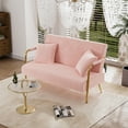 thumbnail image 5 of Ouyessir Loveseat Sofa Set Velvet Gold Metal Legs Loveseat Couch with 2 Pillows, Pink, 5 of 7