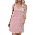 thumbnail image 1 of Vestido Informal de Verano para Mujer, con Lunares, Cuello en V, Sin Mangas y Bolsillos, Rosa , Talla S, 1 of 8