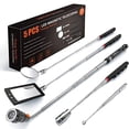 thumbnail image 1 of Gifts for Men 5PCS Telescoping Magnetic Pick Up Tool Kit with 1 lb and 15 lb Pickup Rod, Round and Square 360 Swivel Adjustable Inspection Mirror and Flexible LED Flashlight, 1 of 4