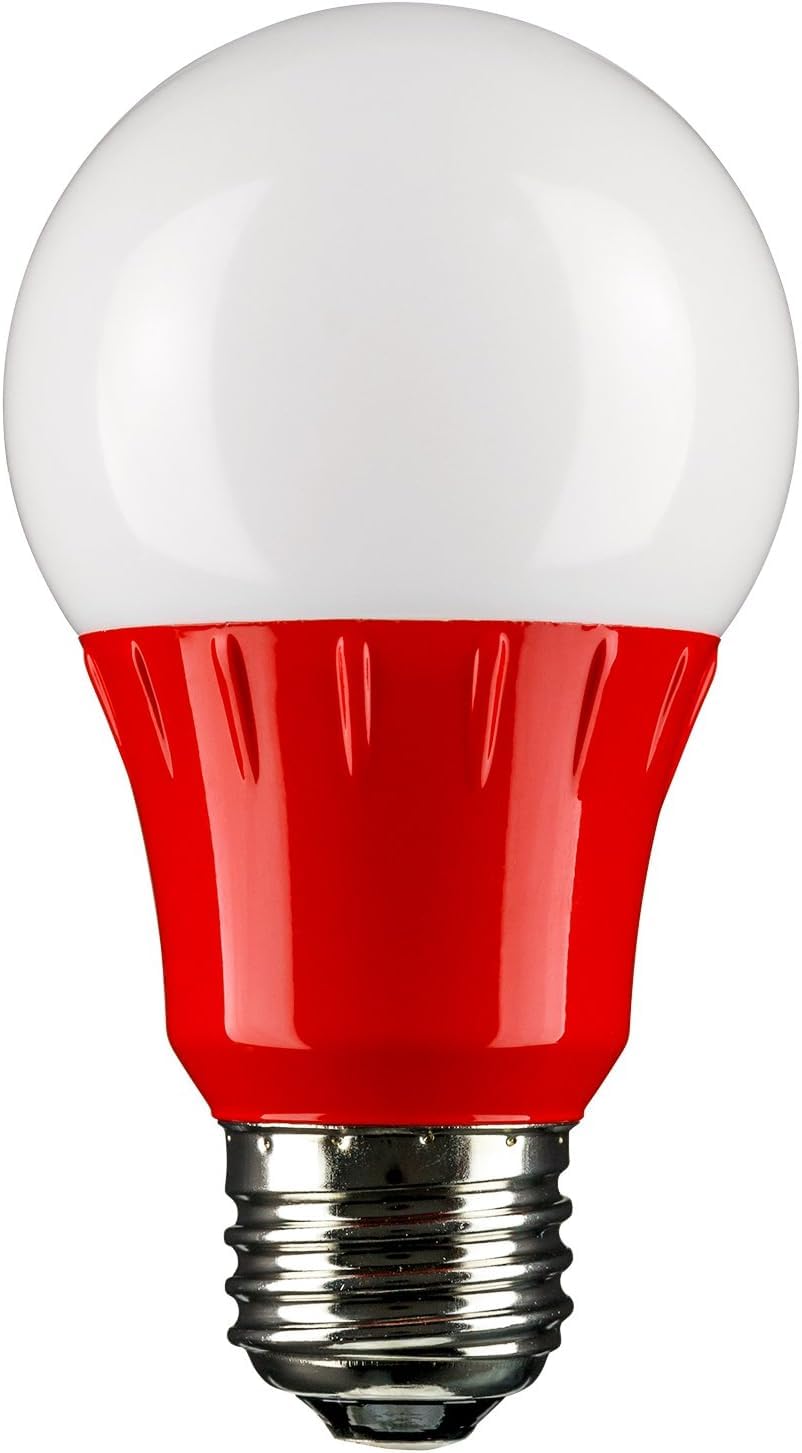 Diodesy- Pack of 2 A19/3W/R/LED LED Red Light Bulb, A19 Colored Bulb for Christmas Light, Valentine's Day, Party Decoration, Holiday Lighting, Porch, 3W (25W Equivalent), E26 Medium Base, UL Listed